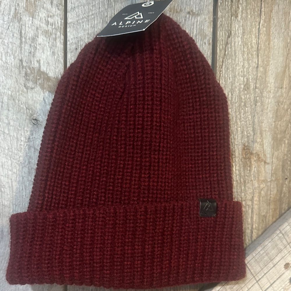 Alpine Design Burgundy Ribbed Cuffed Beanie
